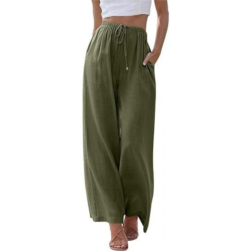 Damen Weite Palazzo-Hose mit elastischem Bund und seitlichen Taschen Stalluxe