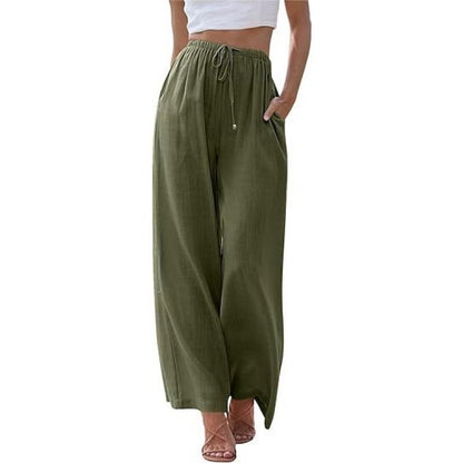 Damen Weite Palazzo-Hose mit elastischem Bund und seitlichen Taschen Stalluxe