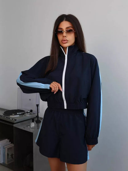 Damen sportliches Freizeit-Set mit atmungsaktivem Oberteil und Shorts Stalluxe