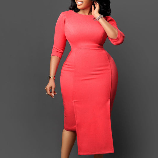 Damen Elegantes Figurformendes Kleid mit asymmetrischem Saum Stalluxe