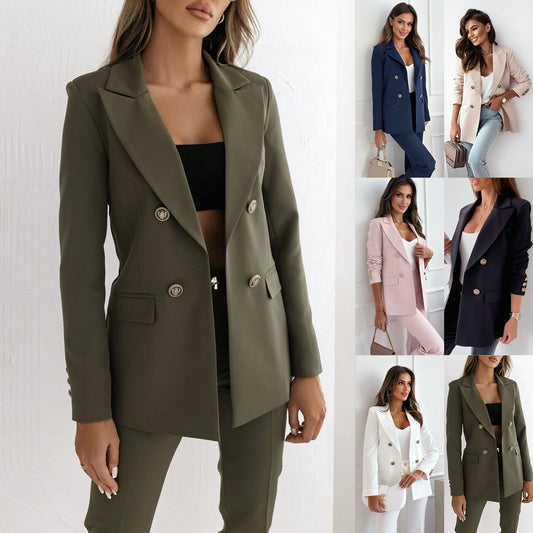 Damen modischer Blazer mit goldenen Knöpfen und tailliertem Schnitt Stalluxe