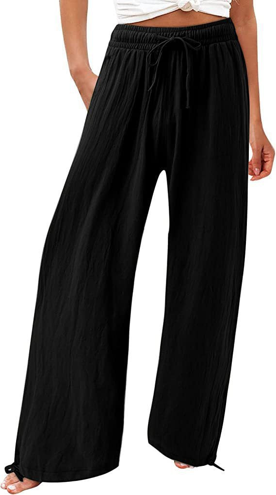 Damen Weite Sommerhose aus leichtem Material mit verstellbarem Bund Stalluxe
