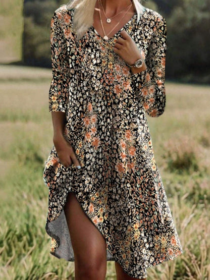 Damen Freizeitkleid mit modischem V-Ausschnitt und Seitenschlitz Stalluxe
