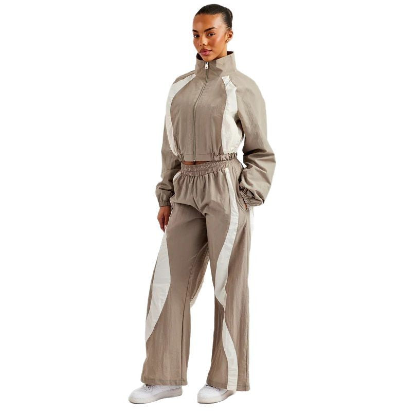 Damen Sportliches Crop-Set mit elastischem Bund und Kontraststreifen Stalluxe