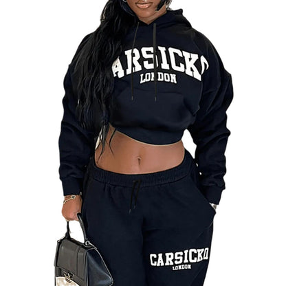 Damen lässiges Hoodie- und Jogginghose-Set mit modernem Logo-Design Stalluxe