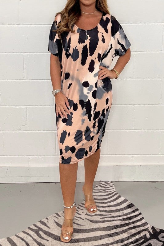 Damen Midikleid mit modernem Animal-Print und weichem Stretchmaterial Stalluxe