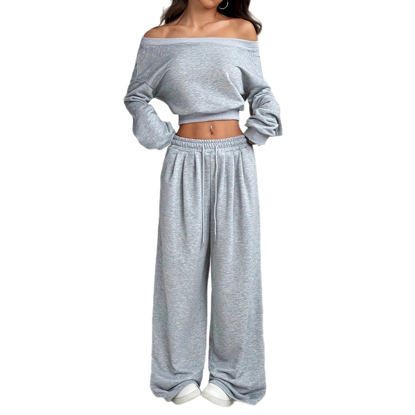 Damen lässiges Sweatshirt und weite Hose Set Stalluxe