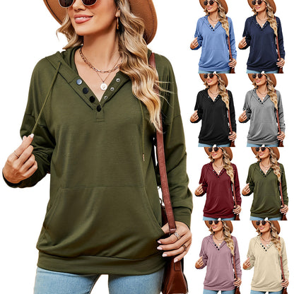 Damen Kapuzenpullover mit modischen Knopfdetails Stalluxe