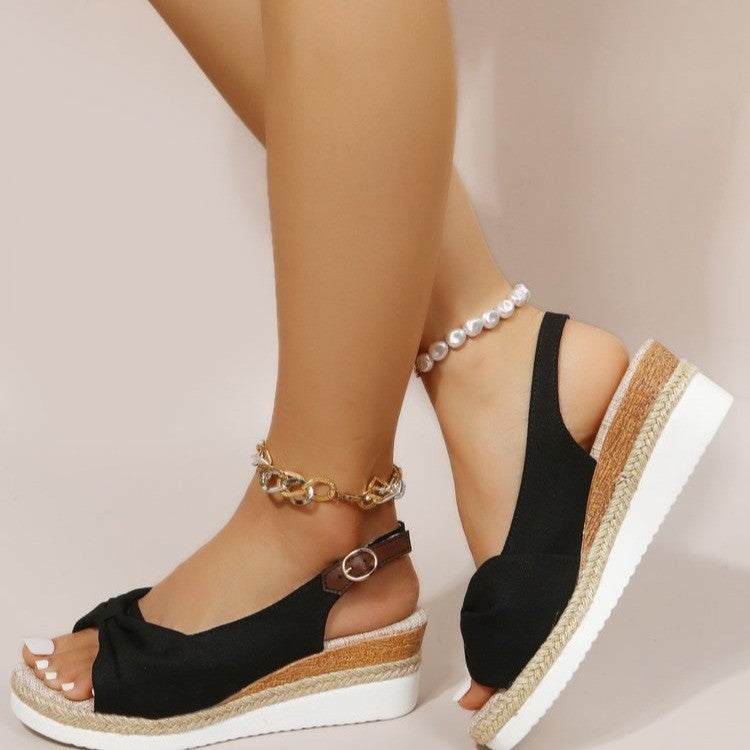 Damen Wedge-Sandalen mit elegantem Knoten und komfortablem Fußbett Stalluxe