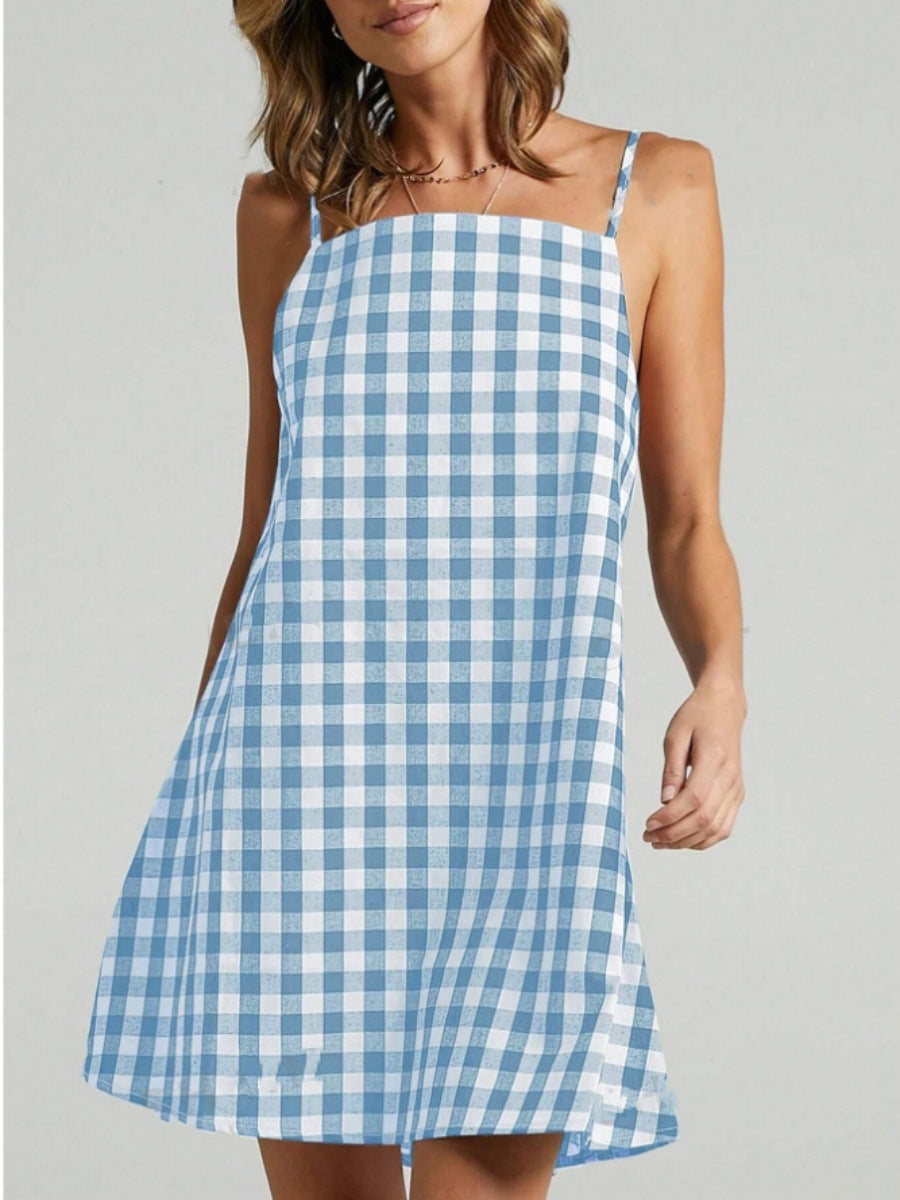 Damen Sommerliches Karo-Hängerkleid Stalluxe