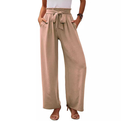 Damen Weite Stoffhose mit Elastischem Bund und Gürteldetail Stalluxe