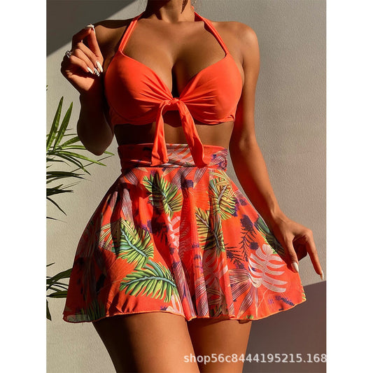 Damen Bikinis aus leichtem, floralem Stoff mit Rockteil Stalluxe