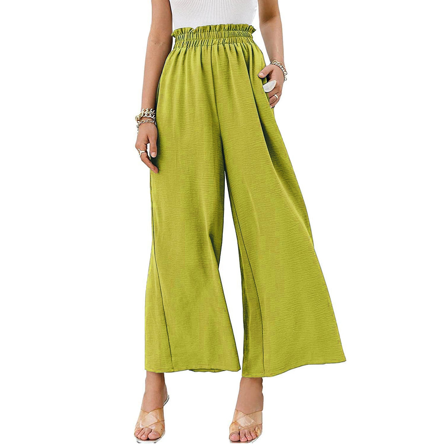 Damen Weite Palazzo-Hose mit elastischem Bund Stalluxe