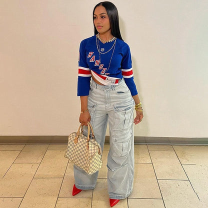 Damen Cargo-Jeans im Oversize-Style mit praktischen Taschen Stalluxe