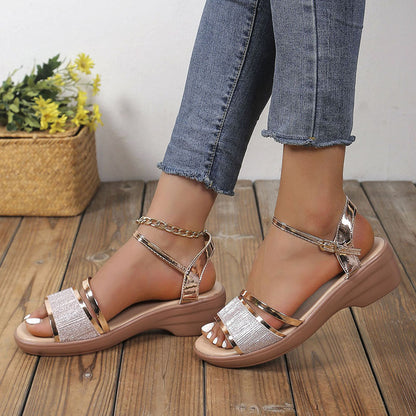 Damen elegante Keilsandalen mit verstellbaren Riemen Stalluxe