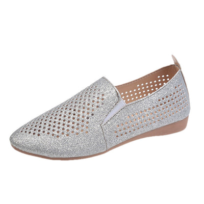 Damen elegante Slipper mit glitzerndem Obermaterial und atmungsaktiven Perforationen Stalluxe