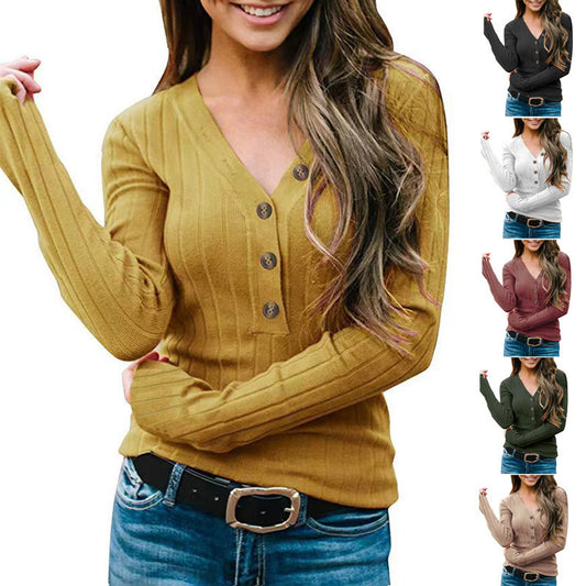 Damen Langärmliger Pullover mit Knopfverschluss Stalluxe