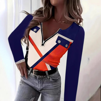Damen stylisches Oberteil mit Reißverschluss und dekorativem Gürtel Stalluxe