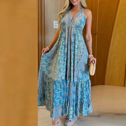 Damen Maxikleid mit verspieltem Boho-Muster Stalluxe