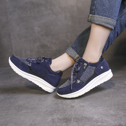 Damen modische Sneakers mit eleganten Glitzer-Akzenten und praktischem Reißverschluss Stalluxe