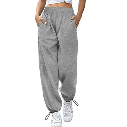 Damen lässige Sporthose mit hohem Bund und seitlichen Taschen Stalluxe
