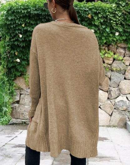 Damen Strickcardigan mit legerem Schnitt und tiefen Taschen Stalluxe