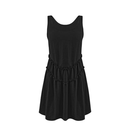 Damen Rüschensatin Schichtenkleid Stalluxe