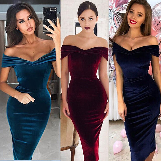 Damen Elegantes Bodycon-Kleid mit schulterfreier Silhouette und strukturiertem Material Stalluxe