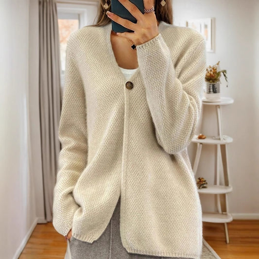 Damen Strickjacke mit feinem Texturmuster und Knopfdetail Stalluxe