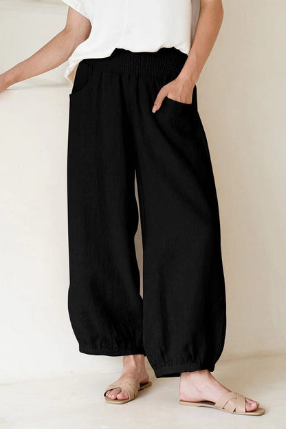 Damen weite Hose mit elastischem Bund und praktischen Seitentaschen Stalluxe