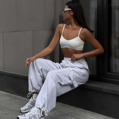 Damen lässige Cargo-Hose mit lockerer Passform und praktischen Taschen Stalluxe