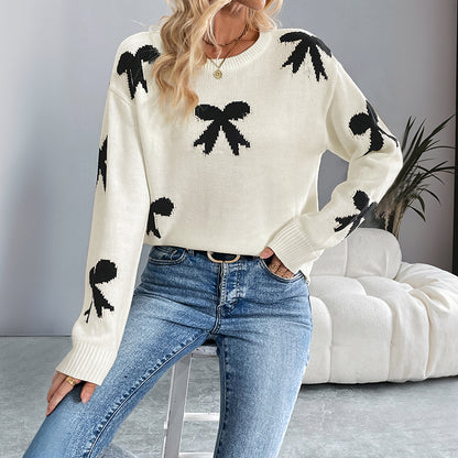 Damen Strickpullover mit verspieltem Schleifenmuster Stalluxe