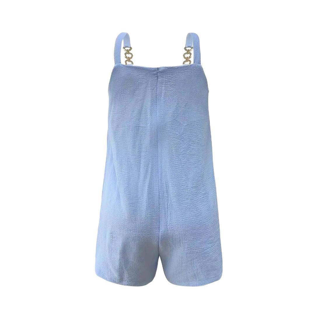 Damen Freizeit Jumpsuit mit dekorativen Schulterträgern und praktischen Taschen Stalluxe