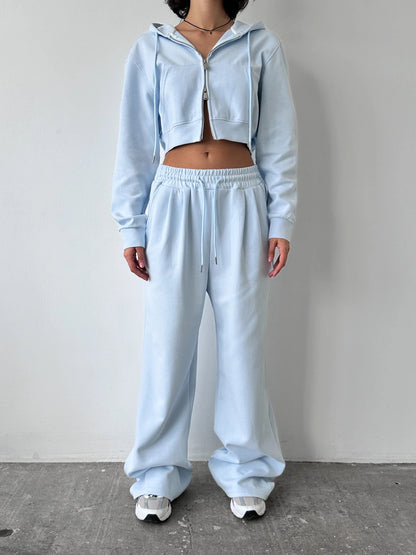 Damen lässiger Cropped Hoodie und entspannte Sweatpants Set Stalluxe