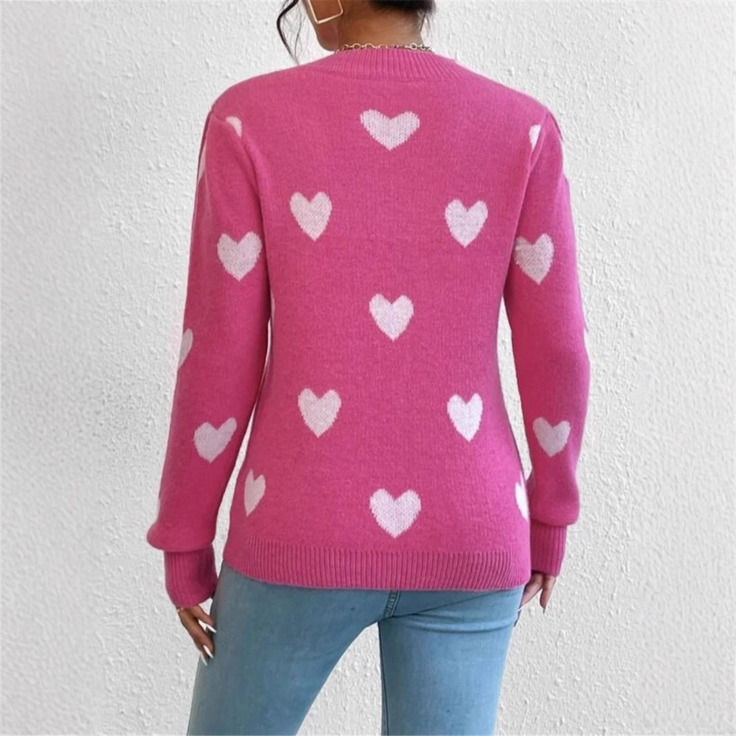 Damen gemütlicher Pullover mit Herzmuster Stalluxe