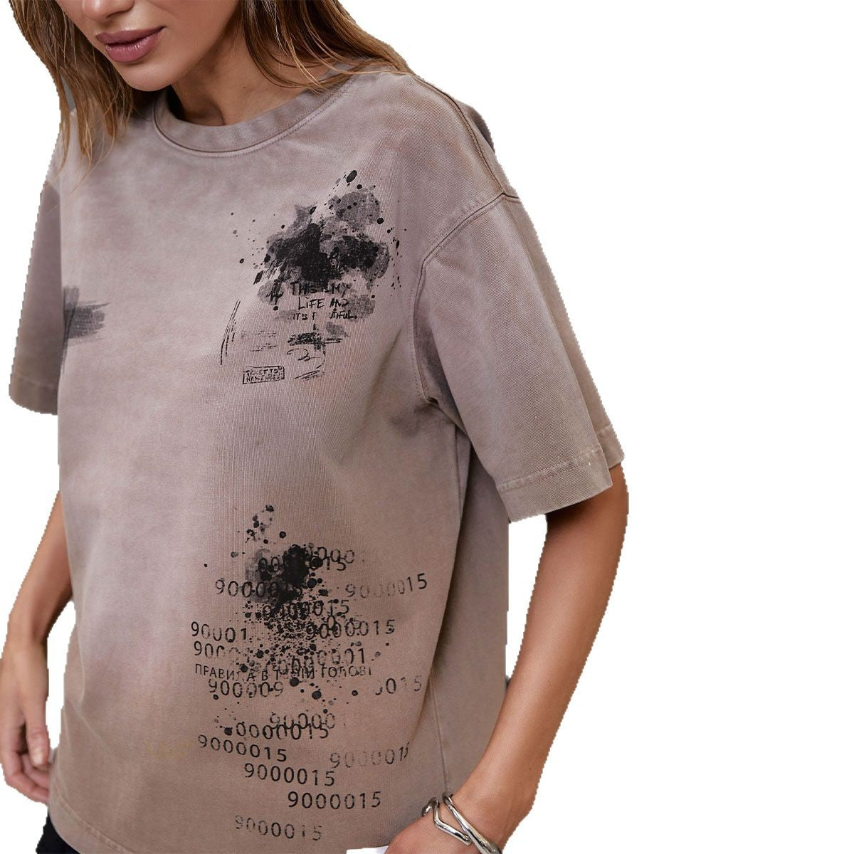 Damen Oversized T-Shirt mit kreativem Grafikdesign Stalluxe