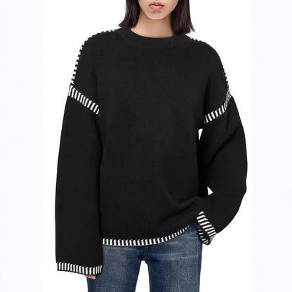 Damen lässiger Pullover mit Streifenakzenten Stalluxe