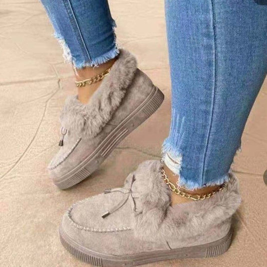 Damen Flauschige Mokassins mit eleganter Fellverzierung Stalluxe