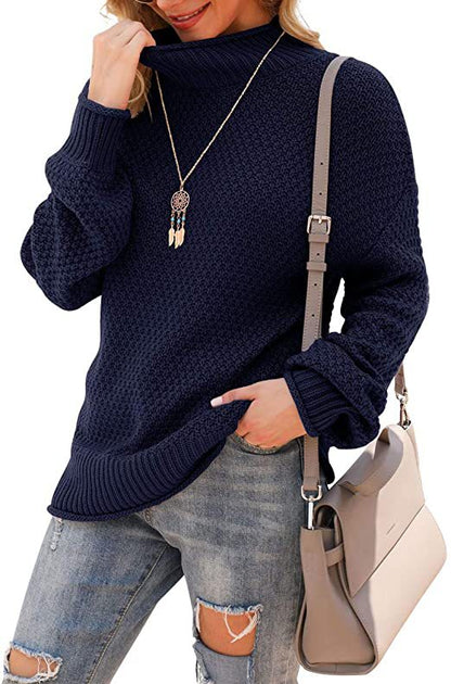Damen Pullover mit hohem Kragen und strukturiertem Strickmuster Stalluxe