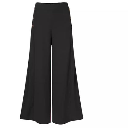 Damen weite Culotte-Hose mit stilvollen Knöpfen Stalluxe