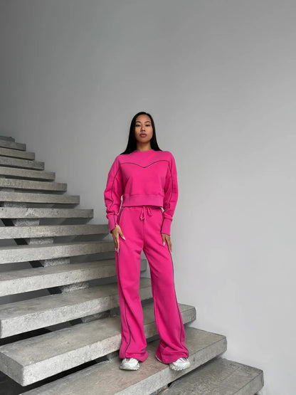 Damen Stylishes Sweatshirt und weite Hose Set Stalluxe