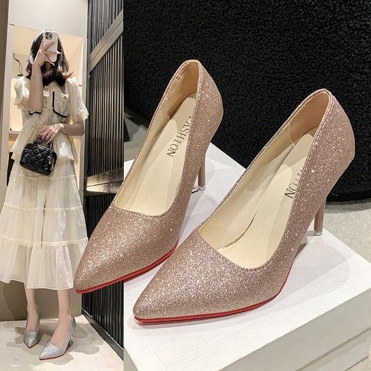 Damen Glitzernde High Heels mit elegantem spitzem Design und rutschfestem Fußbett Stalluxe