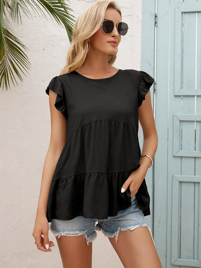 Damen lässige Bluse mit Rüscheneinsatz und voluminösem Schnitt Stalluxe