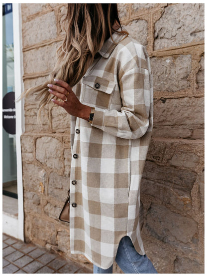 Damen Karierter Oversized-Hemdjacke Stalluxe