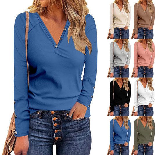 Damen Langarmshirt mit modischem Knopfdesign und komfortablem Schnitt Stalluxe