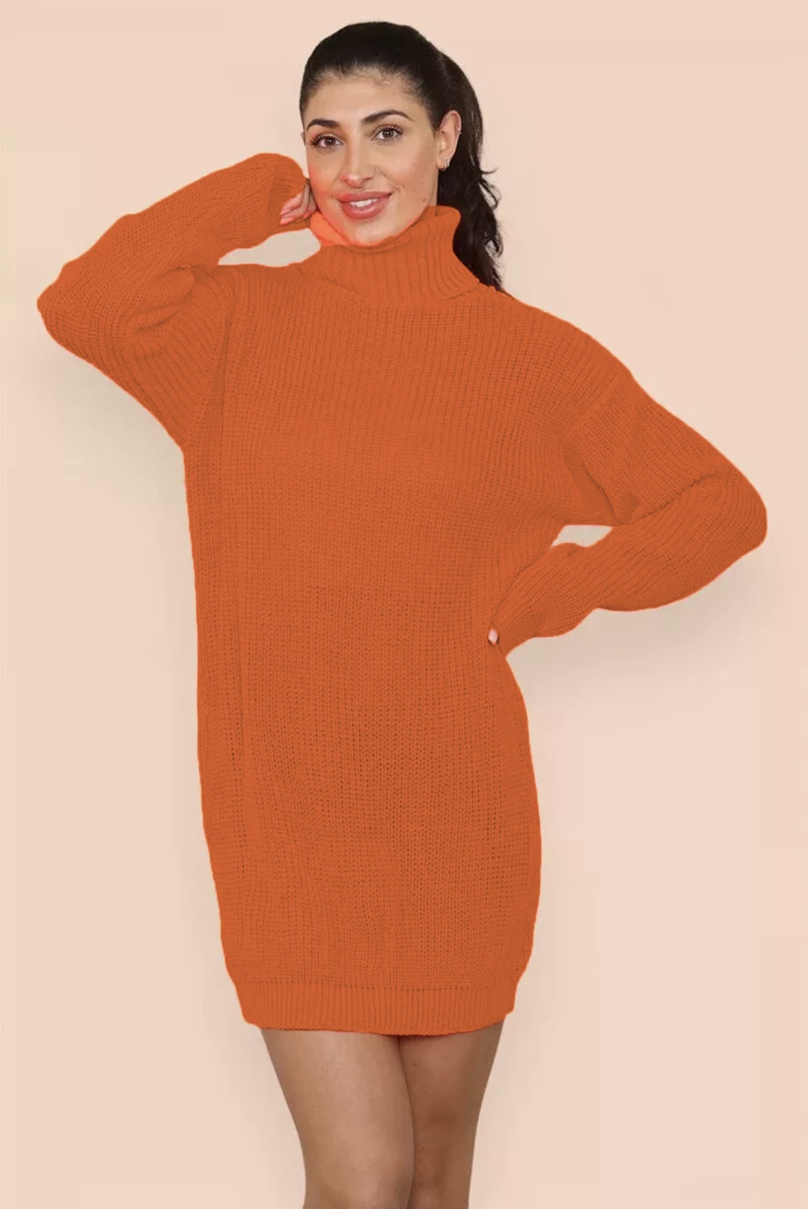 Damen Strickkleid mit hohem Kragen und relaxed Schnitt Stalluxe