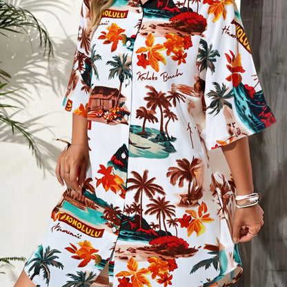 Damen Sommerliches Freizeitkleid mit farbenfrohem Blumenmuster und legerem Schnitt Stalluxe