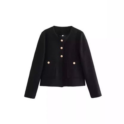 Damen Elegante Kurzjacke mit Knopfverschlüssen und aufgesetzten Taschen Stalluxe