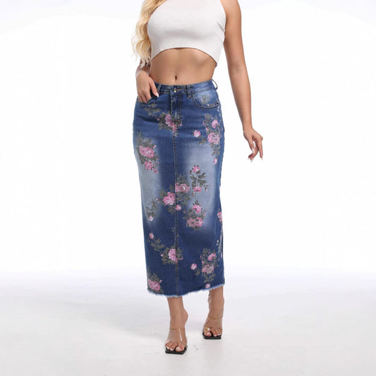 Damen Maxi-Rock mit floralen Applikationen Stalluxe