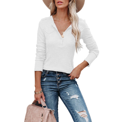Damen Langarmshirt mit Knopfdetail und Western-Schulterdesign Stalluxe